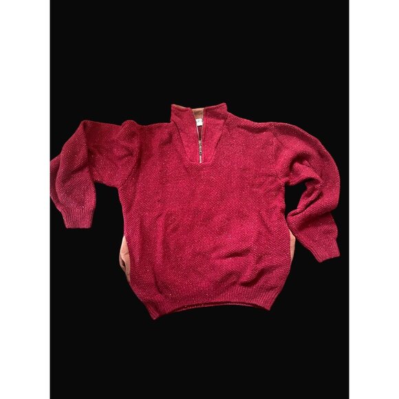 Orvis Men's Large Red Wool Blend Half Zip Sweater - Picture 9 of 9